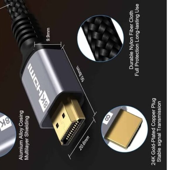 HDMI 2.1 Cable 6.5FT 8K Certified 48Gbps 8K 30Hz 60Hz 4K - Picture 3 of 3